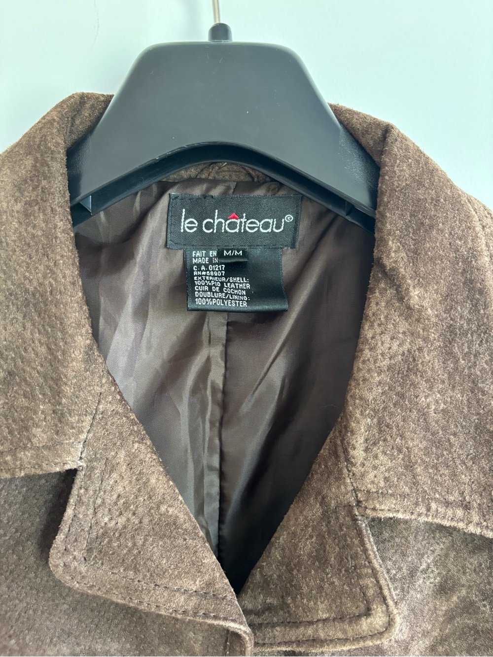Vintage Rare le chateau Long Brown Suede Leather Coat - Picture 3 of 3